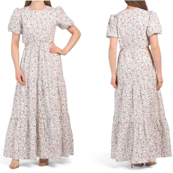 NWT WAYF Tiered Cut out Floral Maxi S - Picture 14 of 15